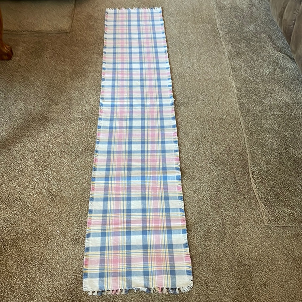 Spring Blue and pink plaid table runner # EASTER